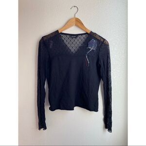 EXPRESS | 90s Vintage Long Sleeve Mesh Blouse